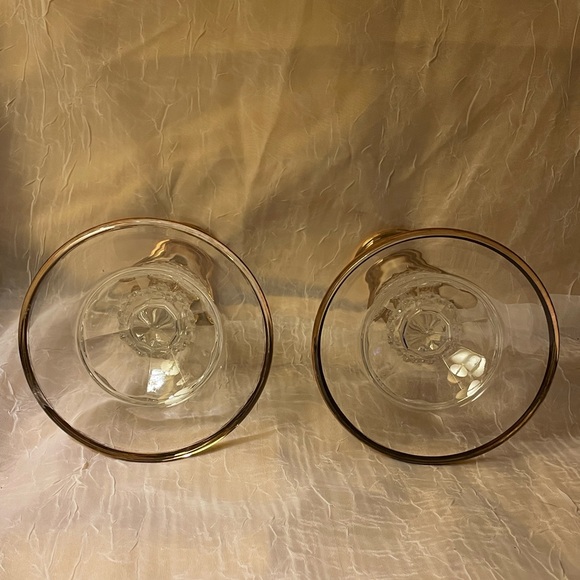 Cristal D’Arques-set of 2- candle holders genuine lead crystal/gold rim & bottom - Picture 3 of 9